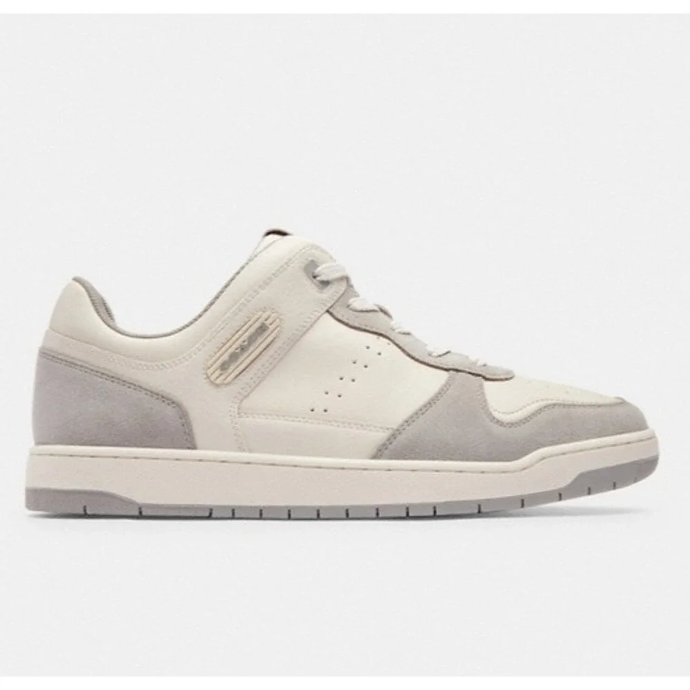 Coach Mixed C201 Material Women's Sneaker Suede Low Top Chalk Dove Grey 8 B